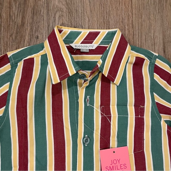 NWT Rugged Butts Button Up Shirt Women’s 4T Colorful Striped Cotton Preppy - Picture 3 of 7